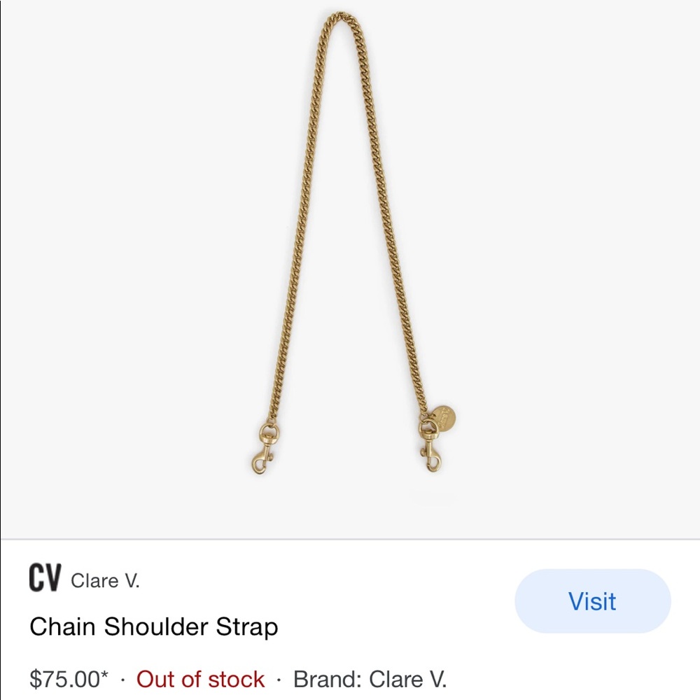 Clare V. Chain Shoulder Strap
Light Brass - Thin